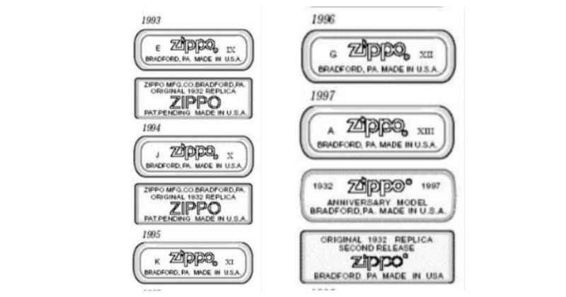 Mộc đáy Zippo giai đoạn 1992 – 1997